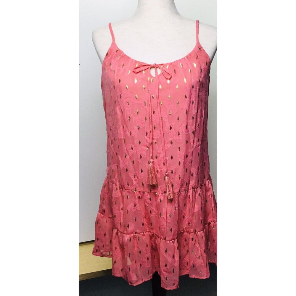 CRYSTAL DOLLS Womens Coral Spaghetti Strap Short Evening Shift Dress XS